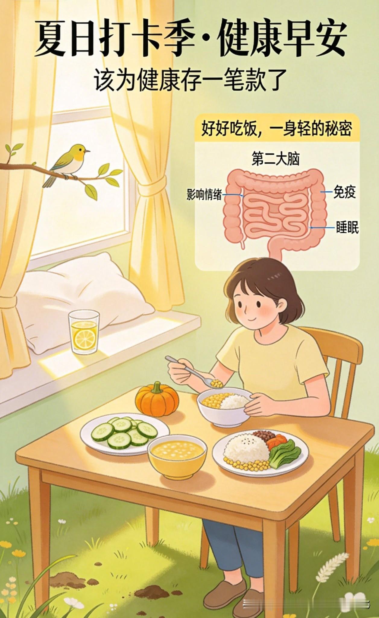 早安！夏日打卡季开始了。清晨的阳光穿过窗帘，洒在你的枕边，像一杯温热的柠檬水，悄