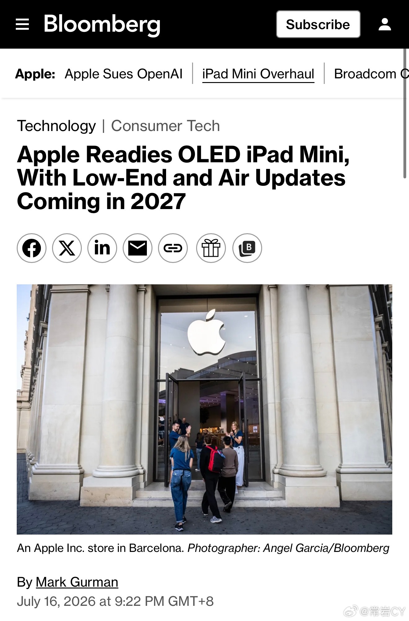 彭博社：苹果公司正准备进行 iPad 全面升级，包括 10 月前推出配备 OLE