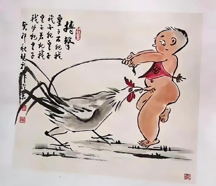 一幅童趣国画，藏着乡土烟火：大衣哥朱之文手捧这幅趣味国画，质朴的农家小屋，衬出画