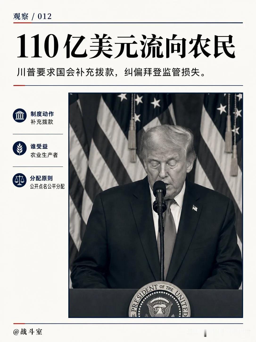 110亿美元。
这是川普为美国农民开出的最新一笔纾困账单。

这笔庞大资金的背后