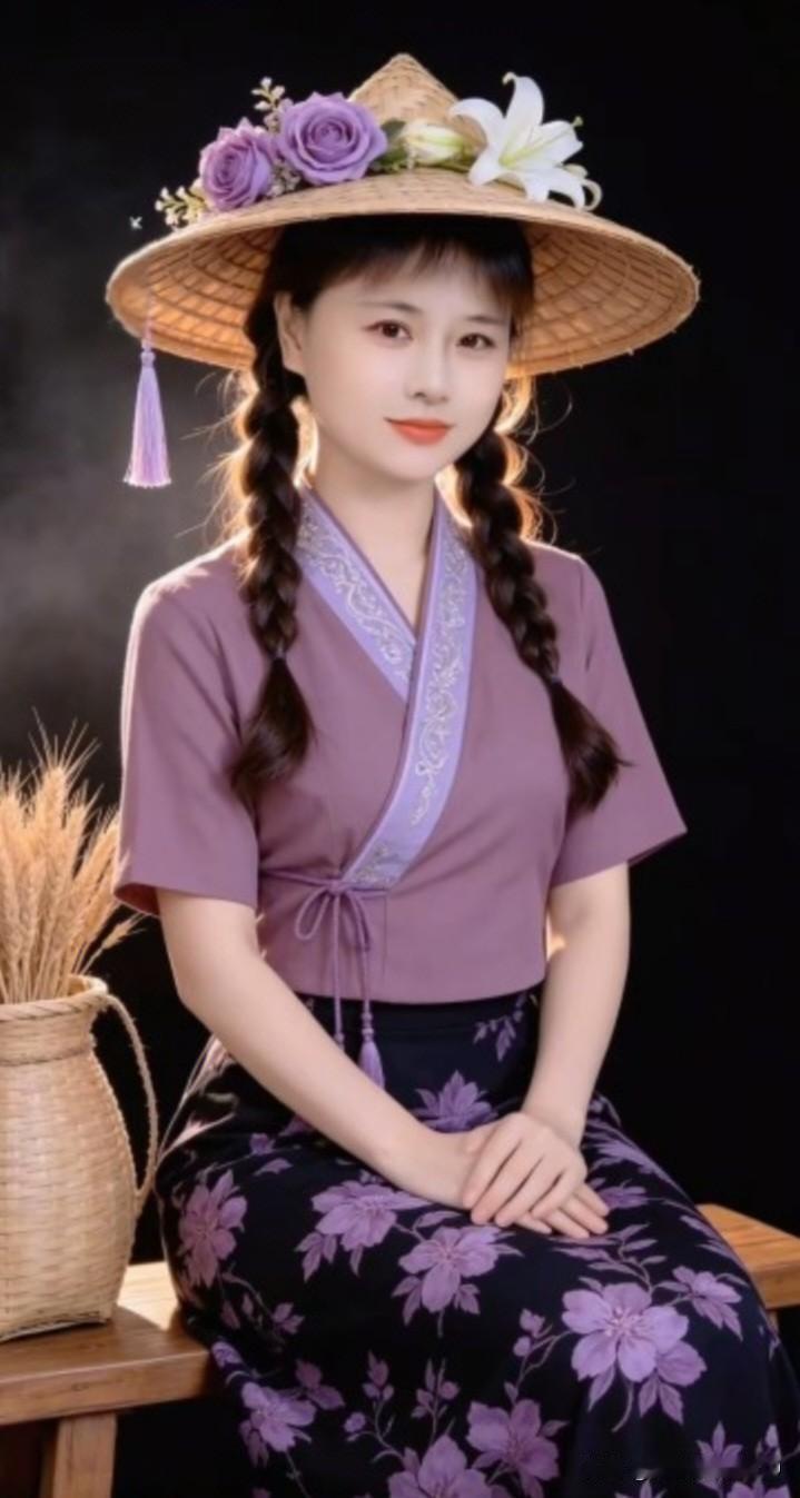 古风少女立于花间，画面仿若穿越千年而来，美得动人心弦。恰似世界名画《悄悄话》中，