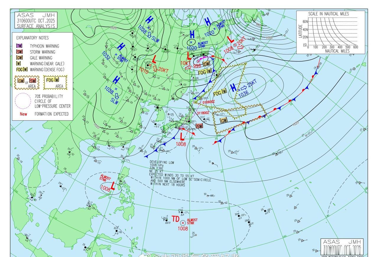 98w已经被jma升为普通TD，今晚至明后两天有较大可能发布gw，随后在72小时