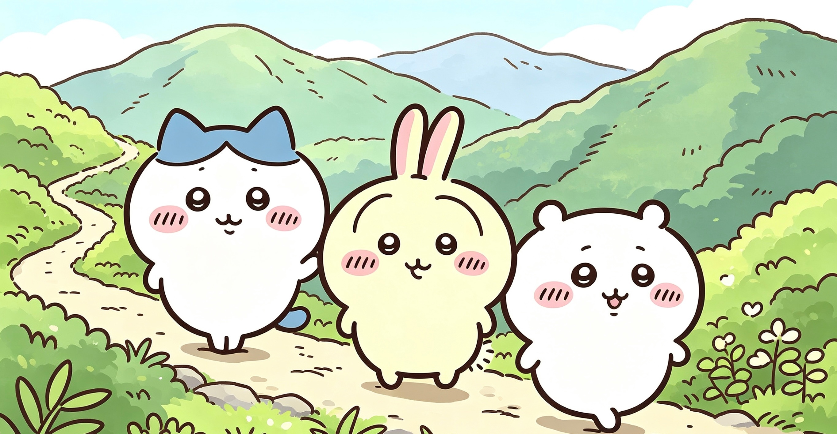 chiikawa吉伊卡哇灵感共创夏日企画捞完小鱼后就一起去爬山啦（ai生成） 