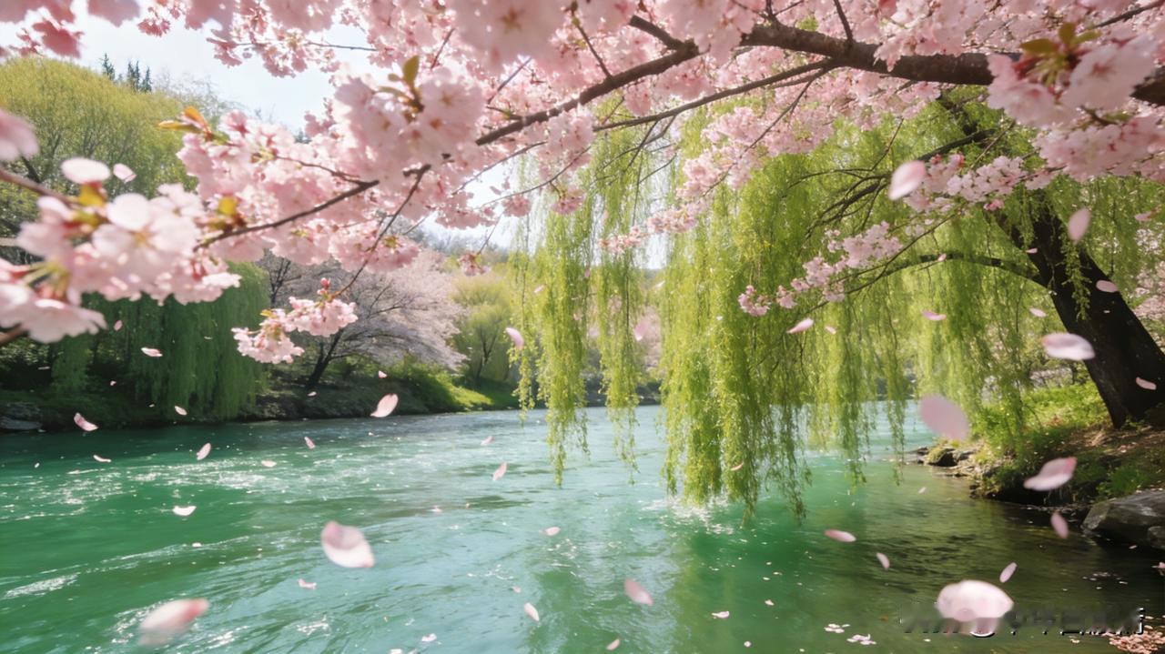 春风十里，花柳含欢
 
上联：桃花绽笑春风里
下联：柳浪含欢碧水间
 
春风漫过