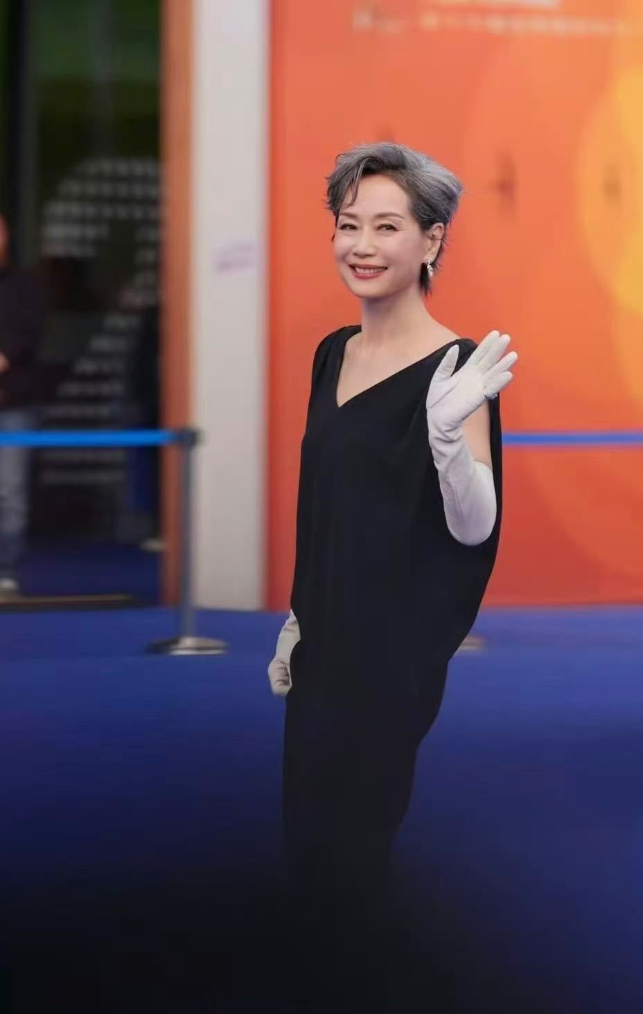 叶童 叫我阿姨也可以 北影节闭幕式红毯群访环节，主持人称叶童“姐姐”，63岁的她