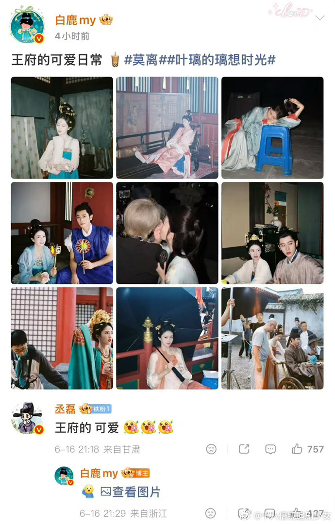 丞磊夸白鹿丞磊夸白鹿可爱戏里搭档戏外好友，丞磊大方夸奖白鹿，王府可爱这个形容恰到