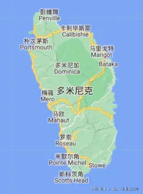 多米尼克国各行政区划面积
多米尼克国，总面积为751平方千米，辖10区
1、圣约