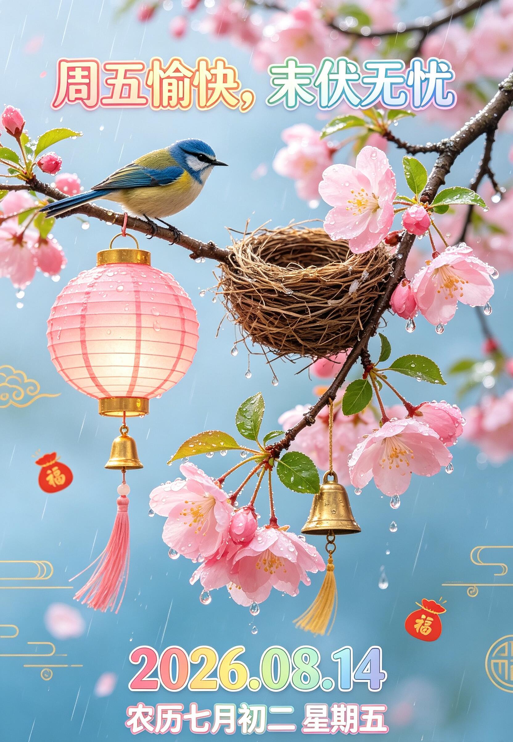 2026.8.14今日末伏早安祝福图片海报壁纸拿图吱一声噢～ 