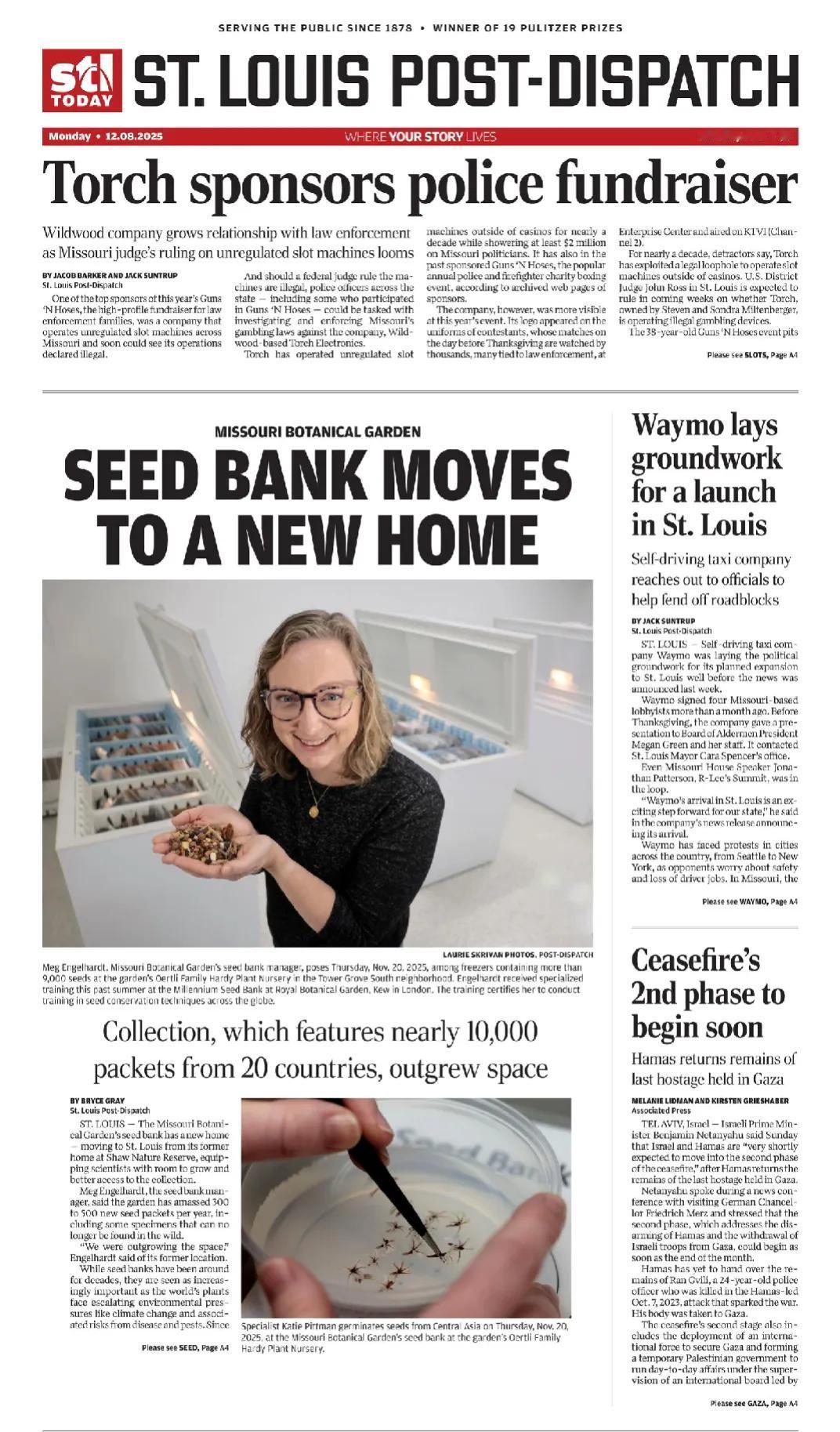 （非政治，非新闻，不要胡乱删除）
《圣路易斯邮报》头版报道称，美国各地都在建设种