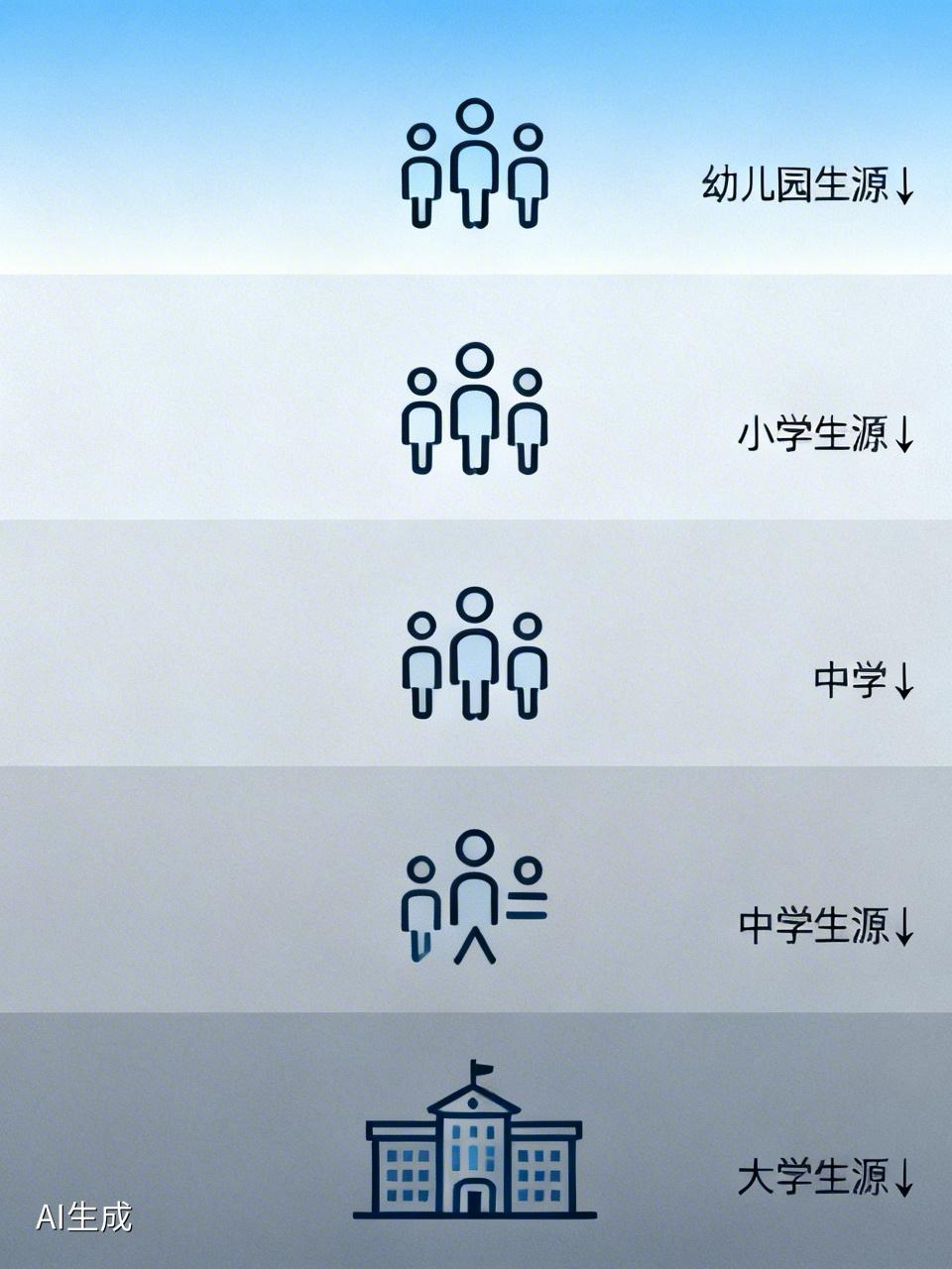 前段时间，看到一份教育报告，发现了一个新的词语：“少子化海啸”。
这个词，听着远