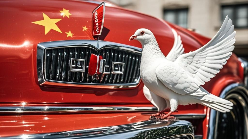 街头奇遇：红旗与鸽子的温柔邂逅
 
郑州街头的车流中，一辆红旗HS7正平稳行驶，