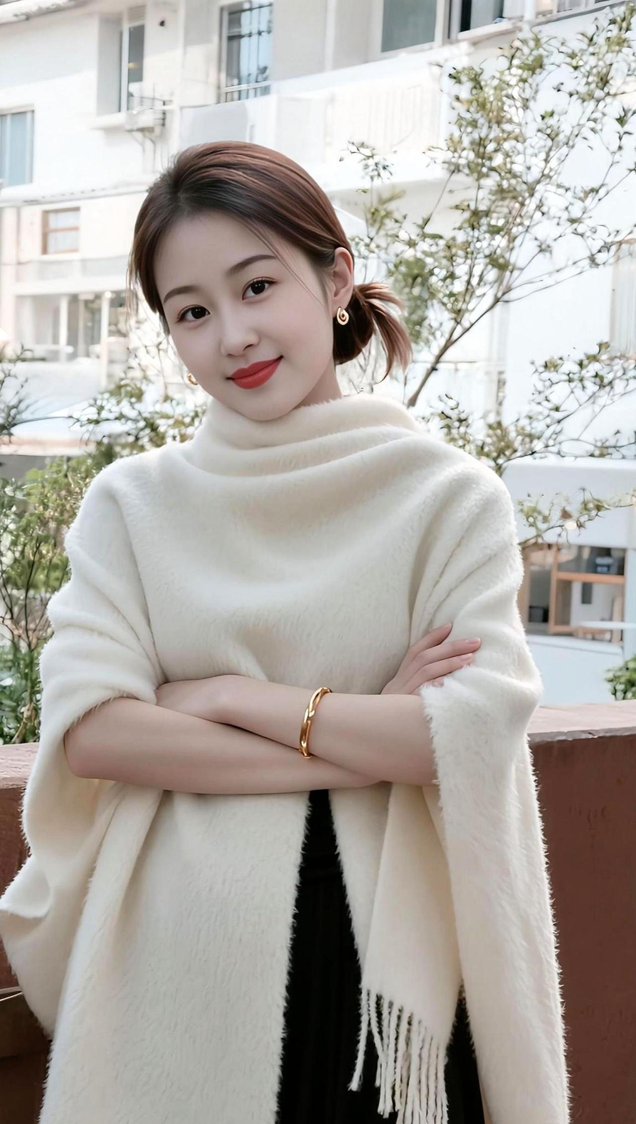 AI披肩生活照 随变ai随便玩 高级感穿搭 日常分享 气质美女