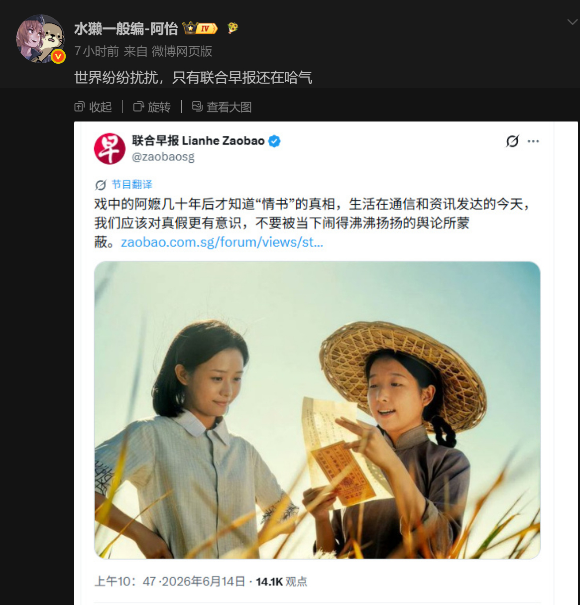 🔻？？？🔻作者是新加坡华文媒体集团副社长。🔻怎么闹了小的，又出来老的，差不