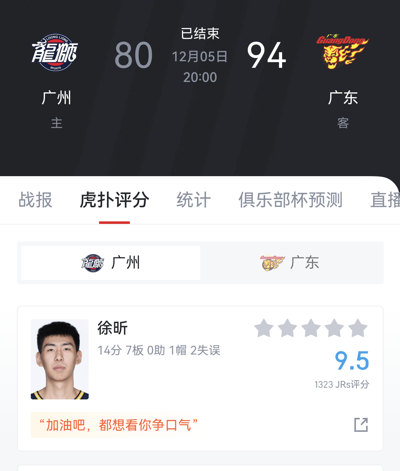 这么说，徐昕的评价扭转过来了？单场14分7篮板，数据确实不错。比赛里面，篮下终结