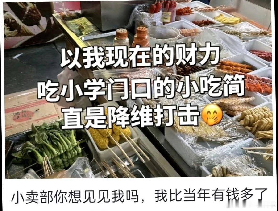 现在回小卖部简直是降维打击现在花十几块就能把小学吃不到的吃个够，大家都说对这种呢