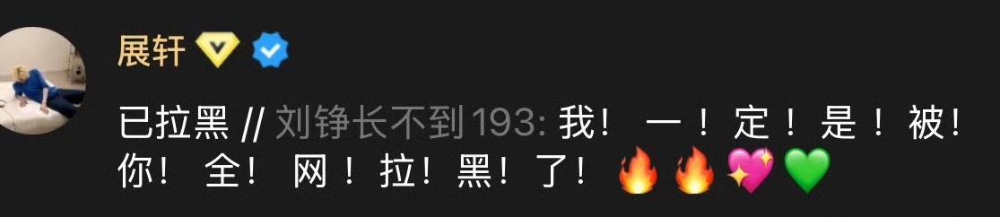 朋友你不仅要被展智伟拉黑 待会儿可能还会收获刘铮的拉黑[泪奔] ​​​