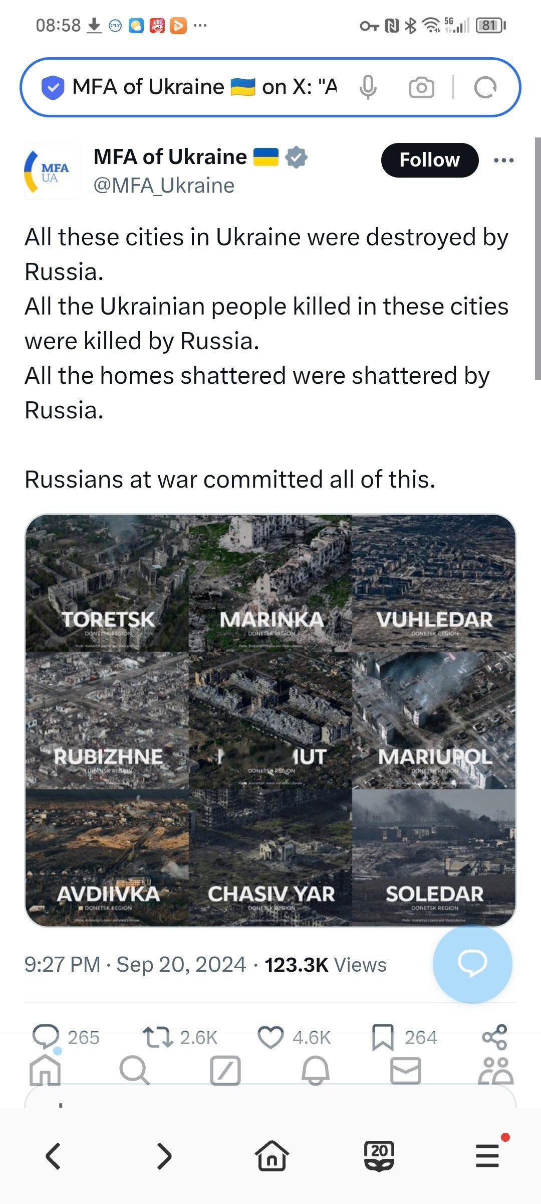 乌媒：乌克兰的所有这些城市都被俄罗斯摧毁了。所有在这些城市被杀害的乌克兰人都是被