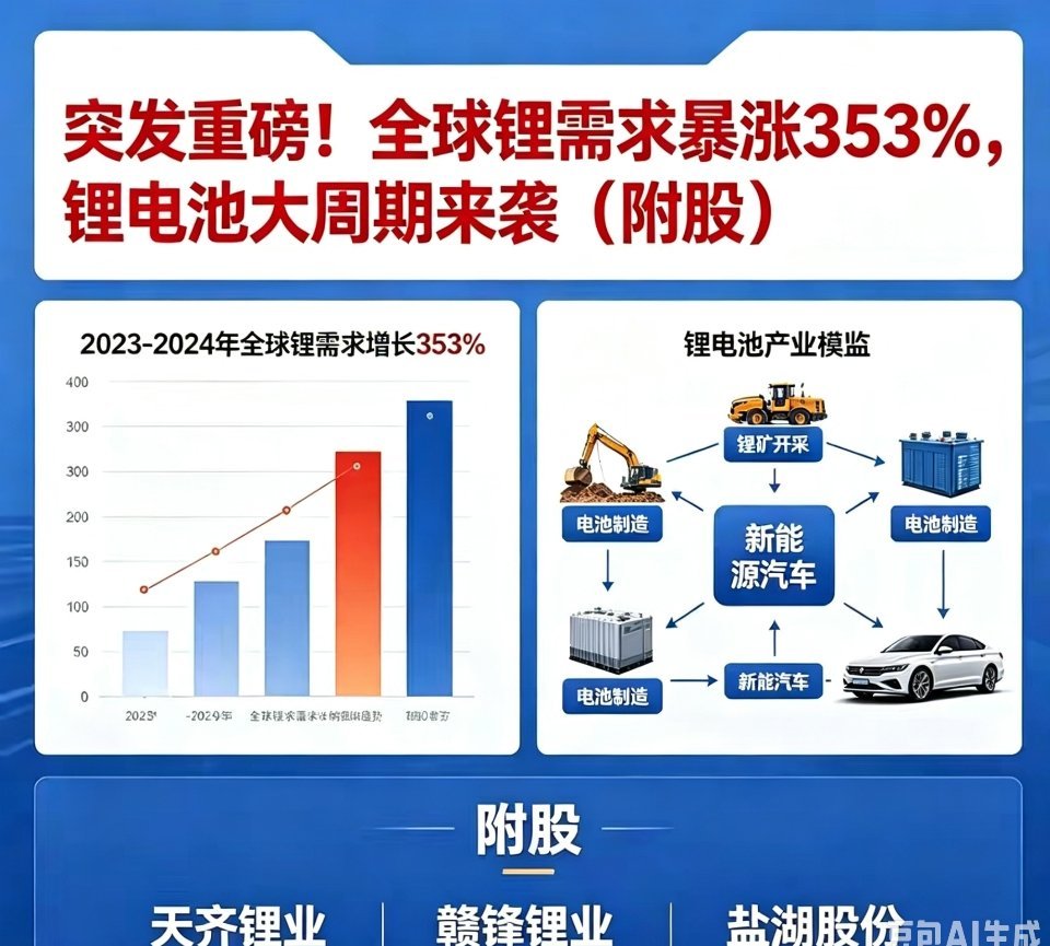 全球锂需求暴涨353%！锂电迎来长周期行情联合国权威报告指出，2024-2040