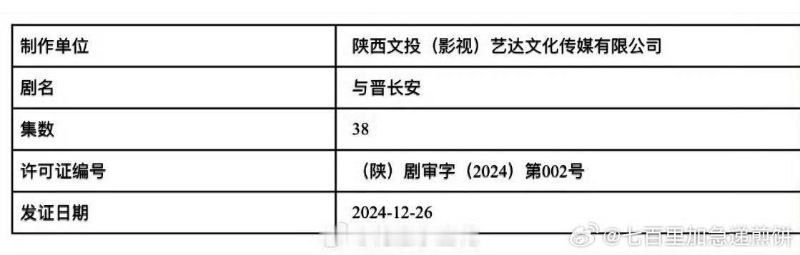 恭喜丞磊《与晋长安》取得发行许可证啦 已经开始很很期待住了 我蹲蹲蹲[憧憬] 