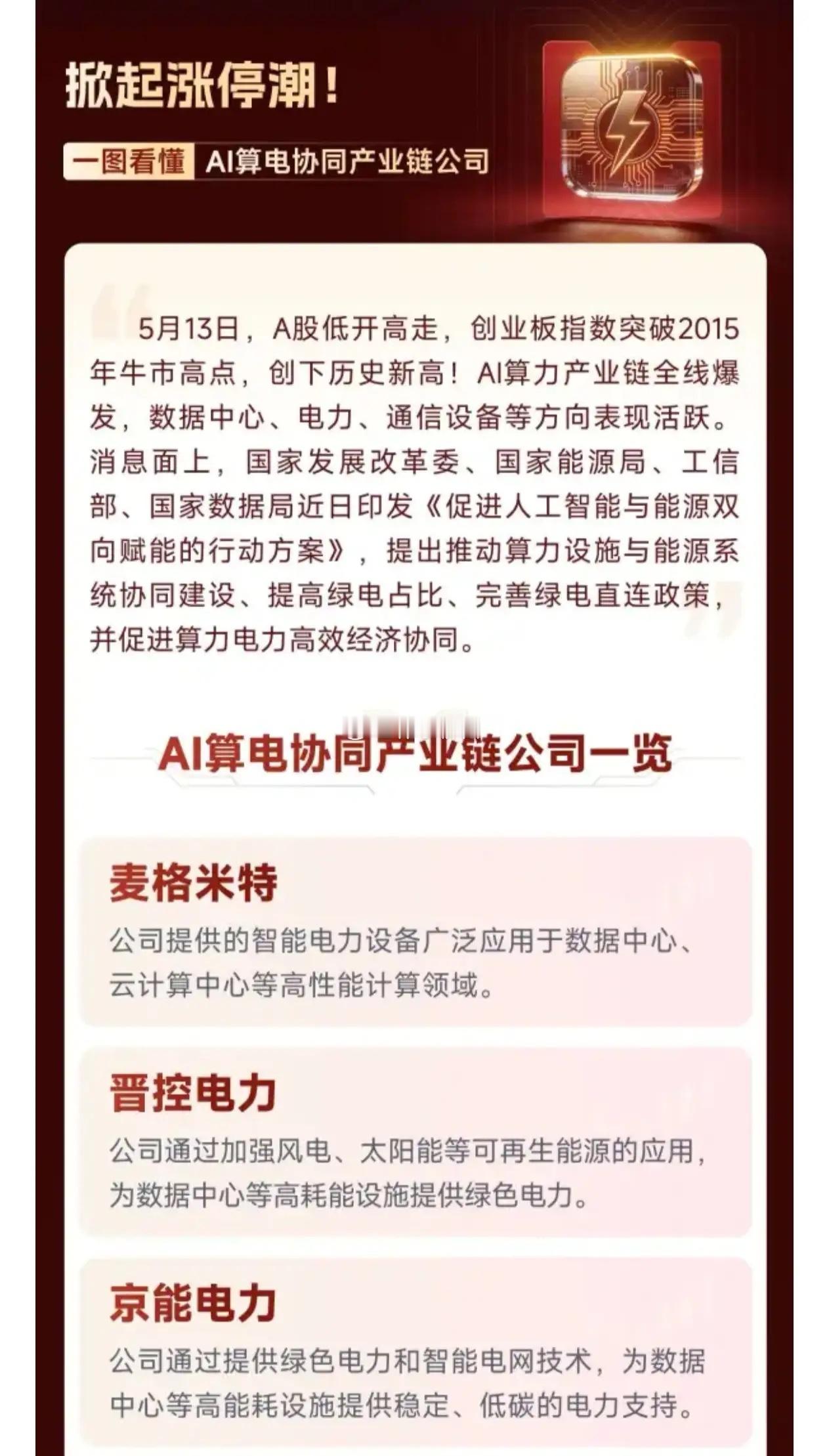 掀起涨停潮！一图看懂AI算电协同产业链公司一览 