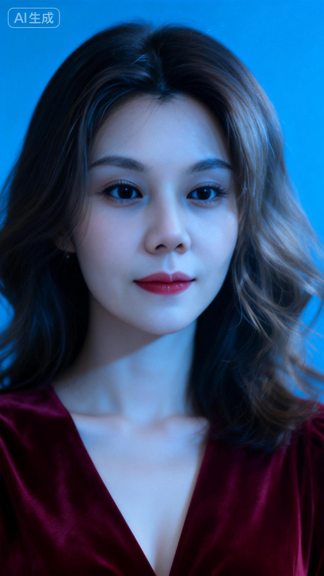 个人写真照 红唇妆