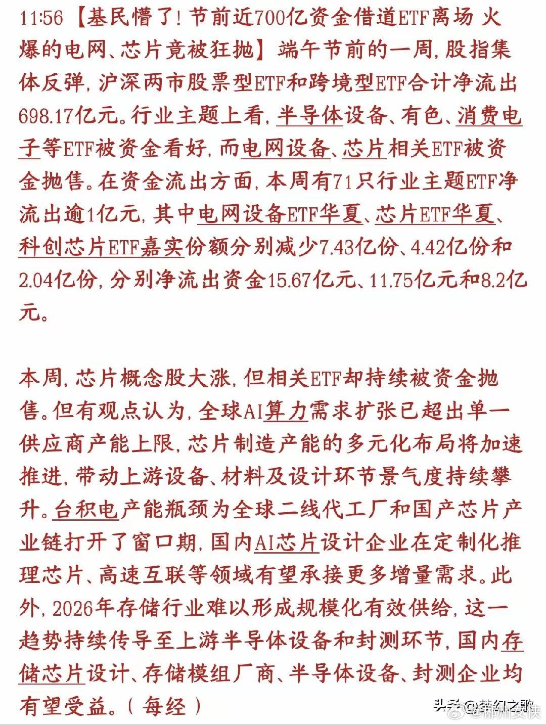 资金不会说谎，芯片正在被大规模抛售，散户要注意了端午前最后一周，大盘虽然在反弹，