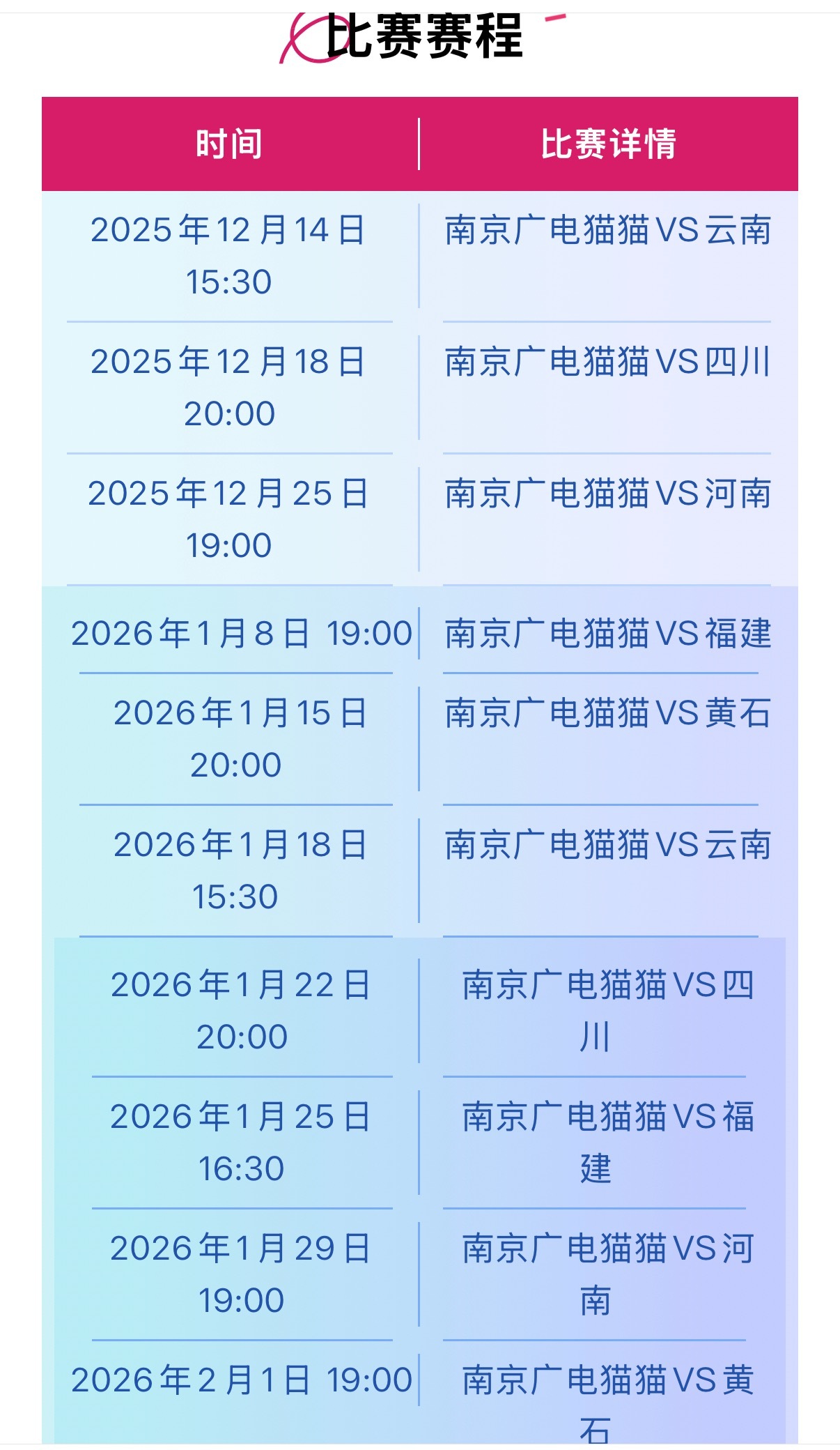 【江苏男排主场赛程】2025-2026中国排球超级联赛——江苏南京广电猫猫男排队
