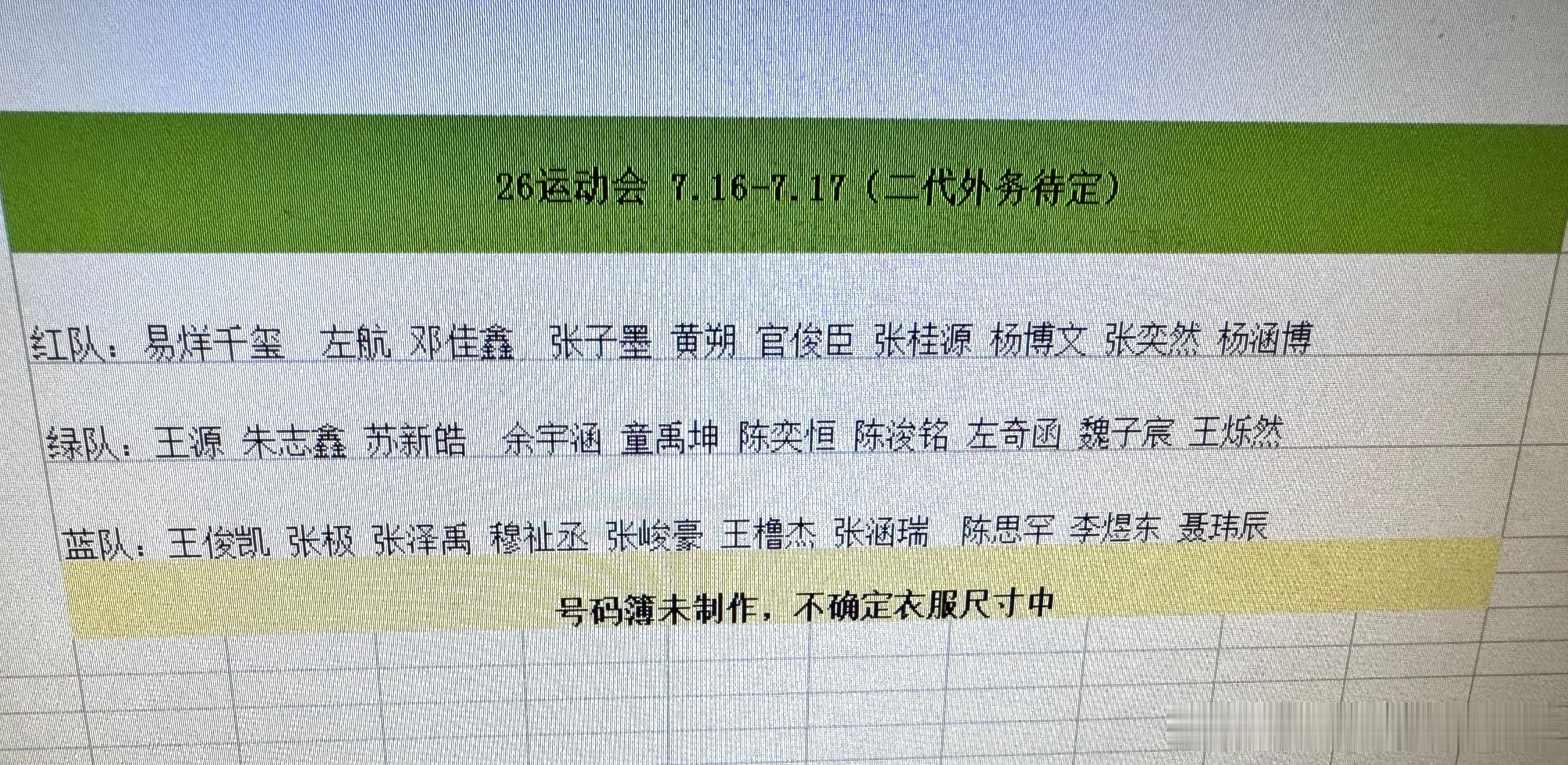 tg 你们都错了，这才是运动会名单