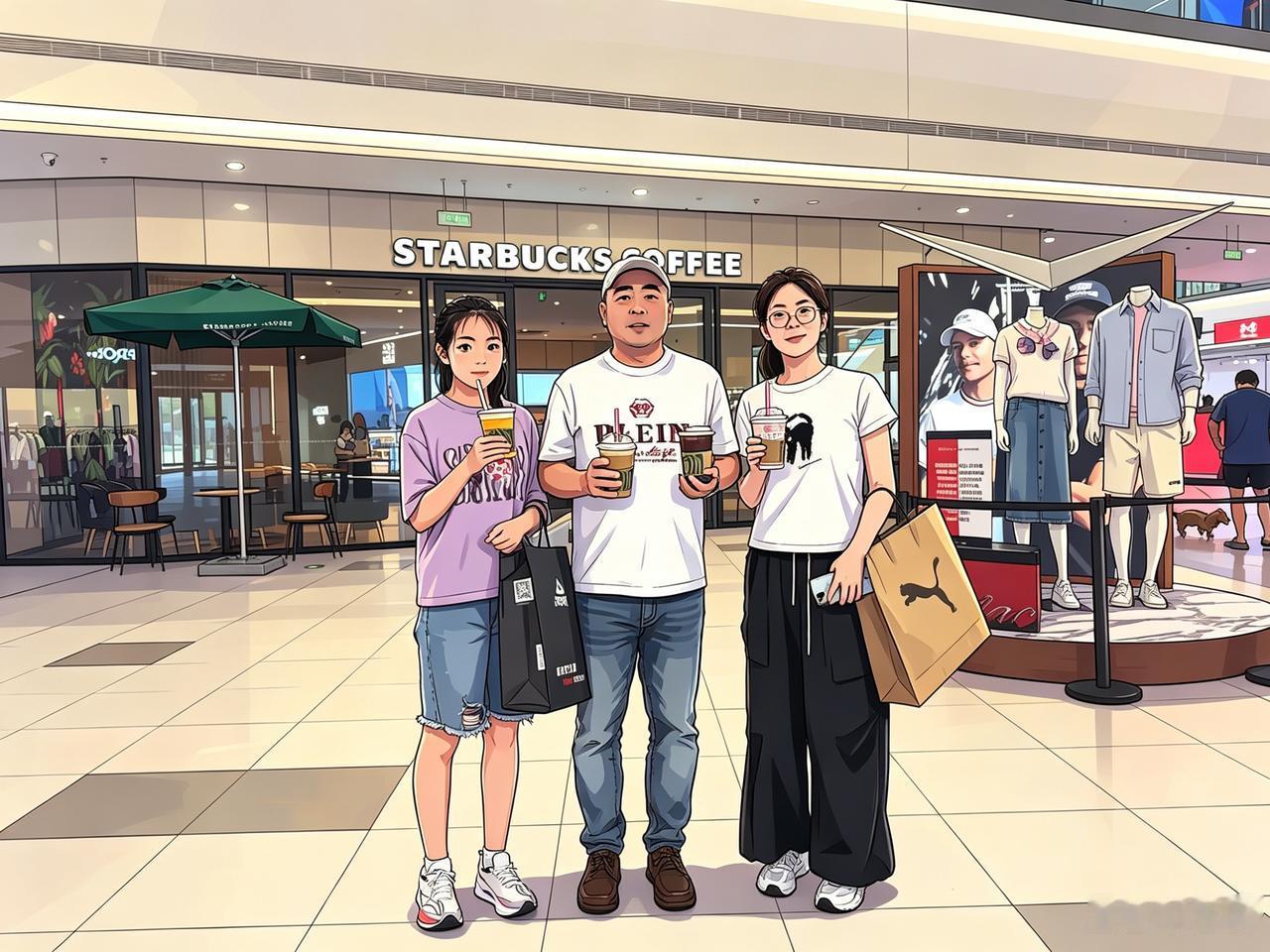 今天我们又去杉杉奥莱了，购物加星巴克。感觉“金主爸爸”每周回来，就是负责结账的呢