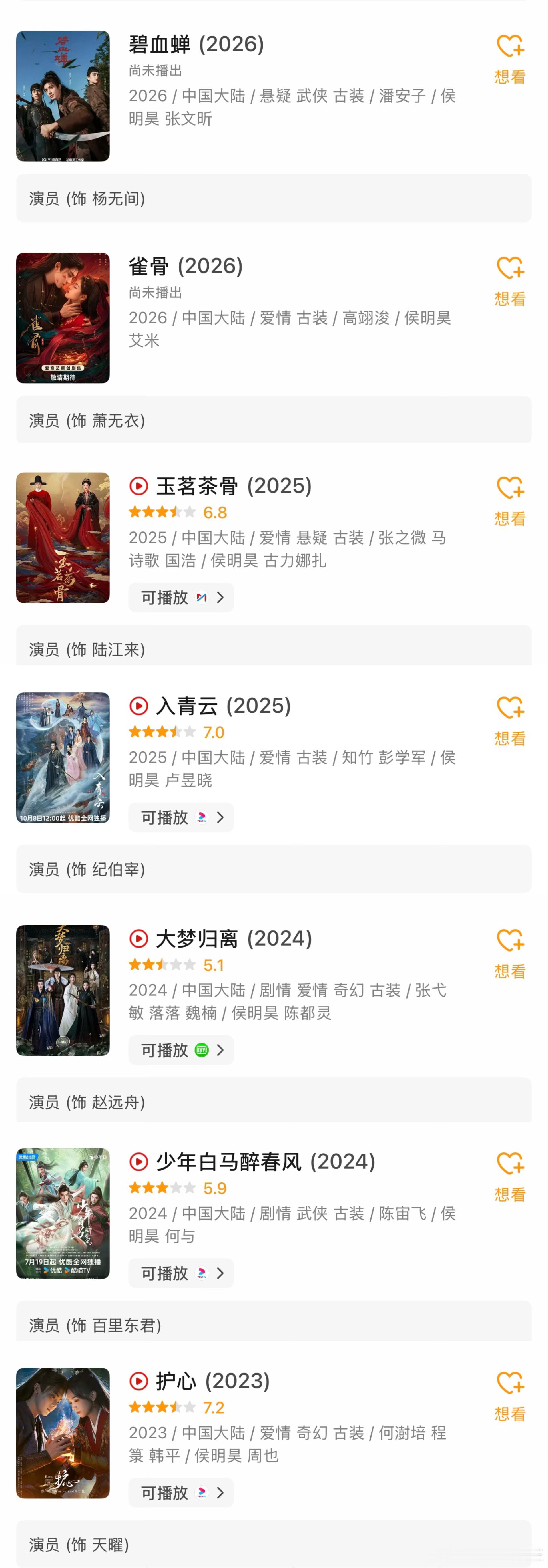 翻了下侯明昊出道以来主演的所有作品（二番内），他这种算是拥有过爆剧的95生吗？有