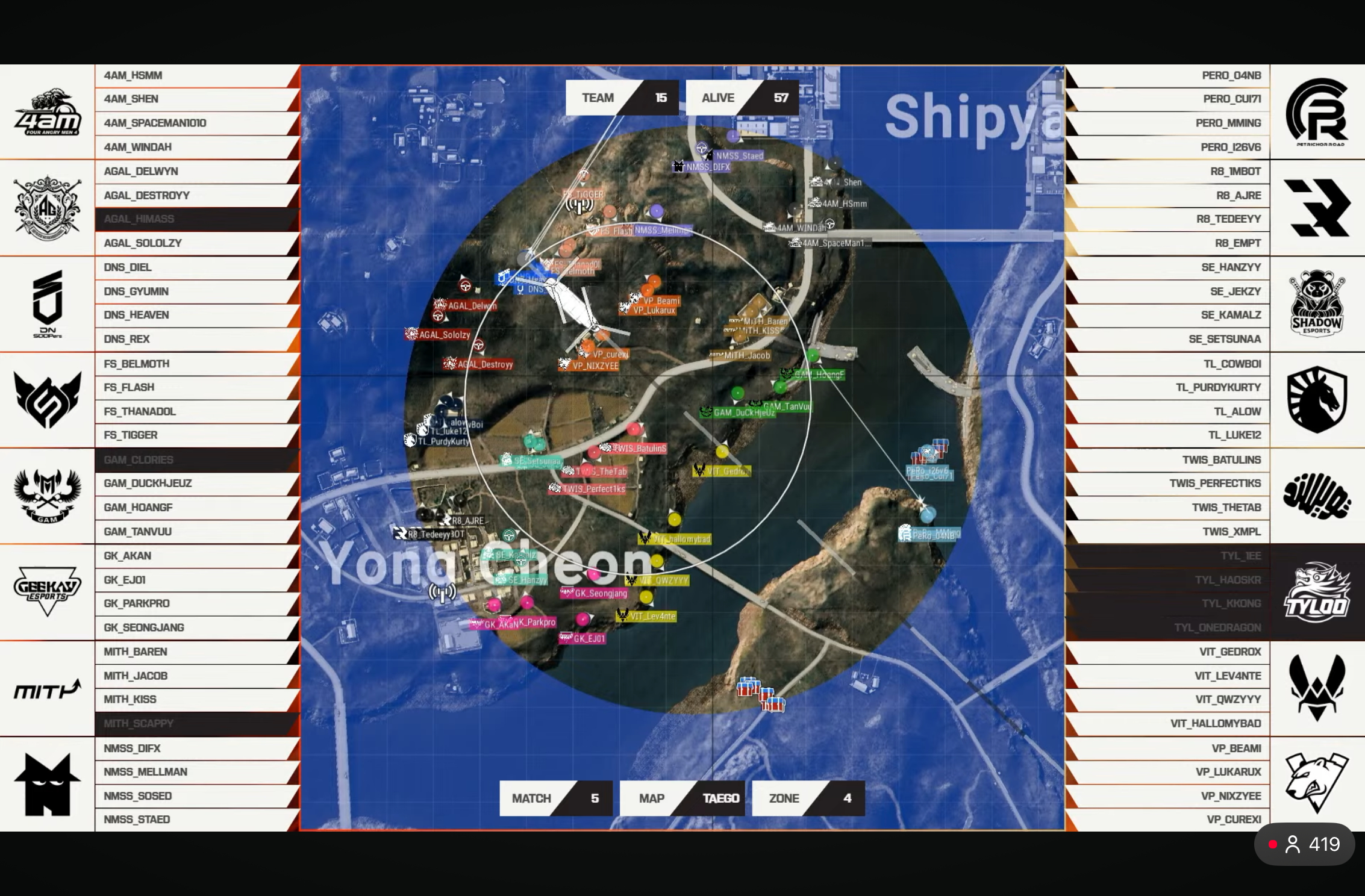【ewc电竞世俱杯  EWC 小组赛AB组】第五局赛况回顾🧐排名🌊：15淘汰