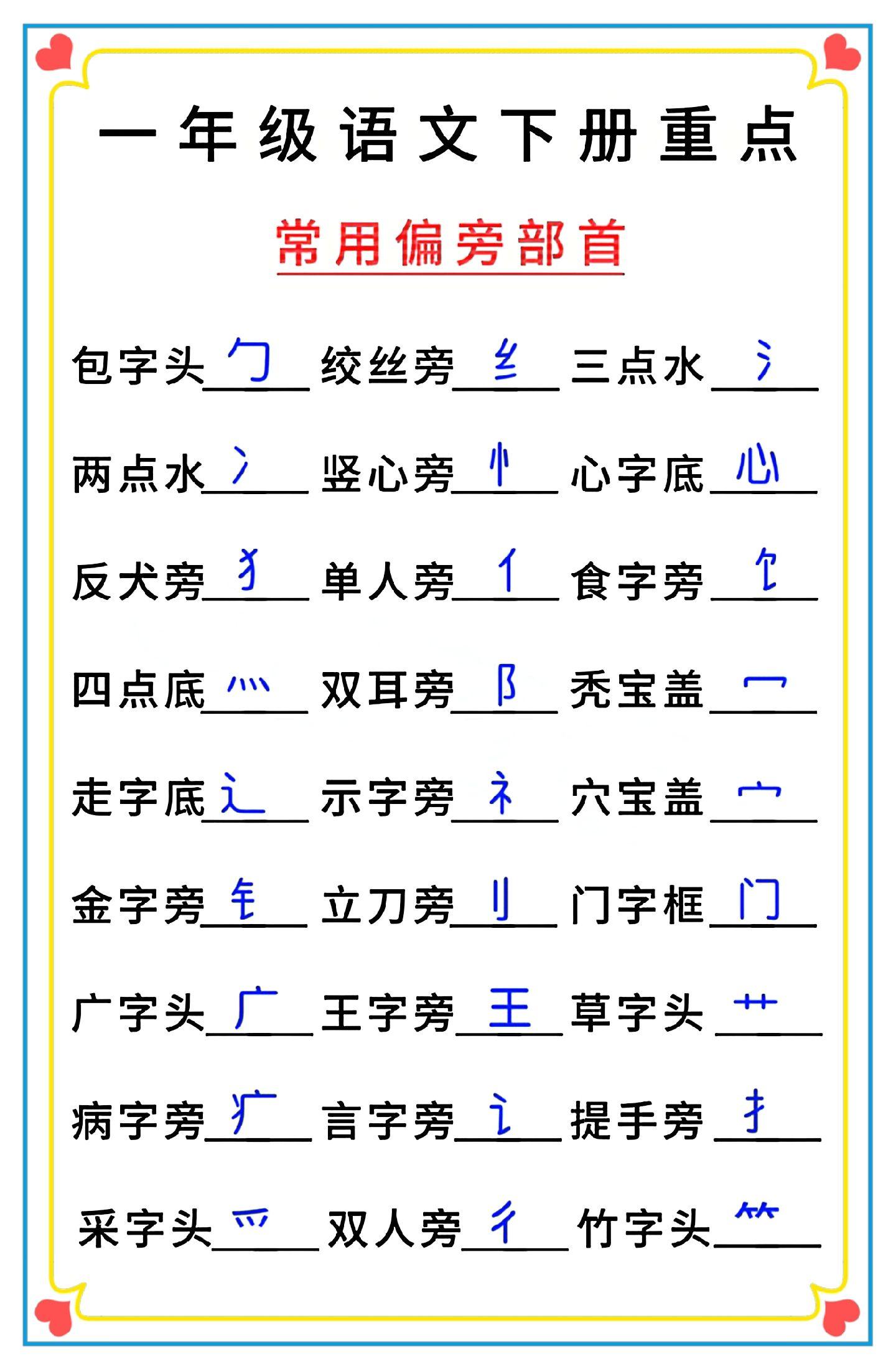一年级语文必背知识点