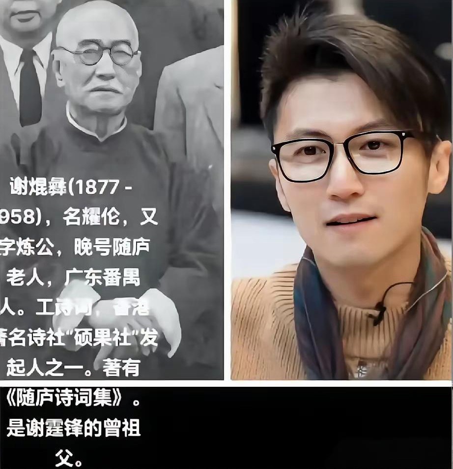 谢霆锋和他的曾祖父，这还是有几分相似的，基因遗传就是这么奇怪，他应该觉得自己很幸