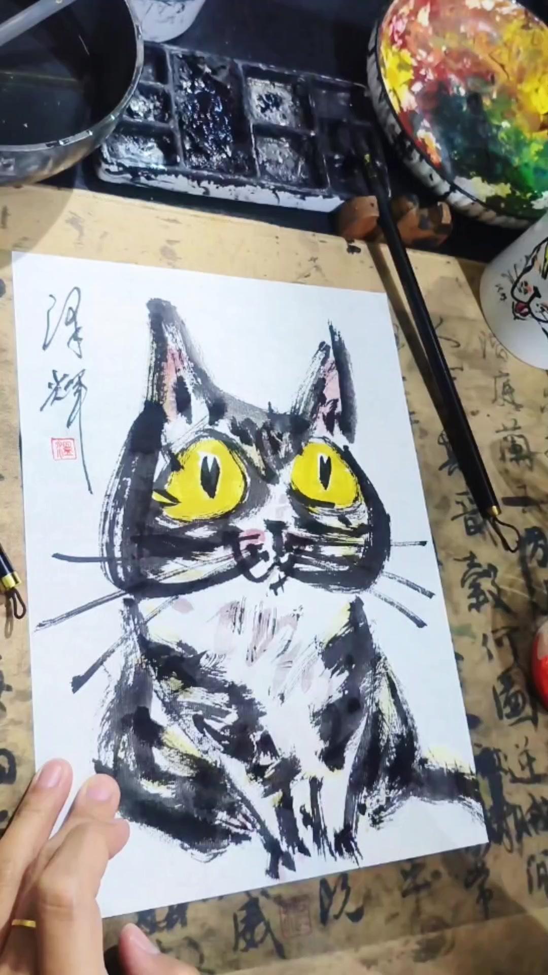 🎨随机抽画，我家毛孩的潦草猫画治愈整个早晨！

谁懂啊！把猫咪的日常画成抽象国