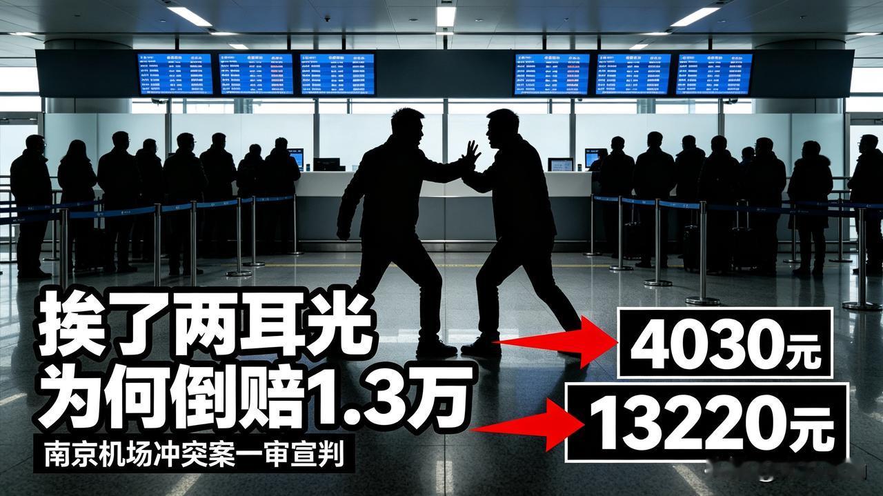 挨了两耳光拿到4030元，反手网上"开盒"，一审倒赔13220元南京机场打人网络