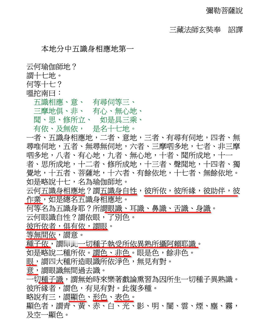 读了一下玄奘的「瑜伽师地论」这开篇第一篇「本分地中五识身相应地第一」就是典型的人