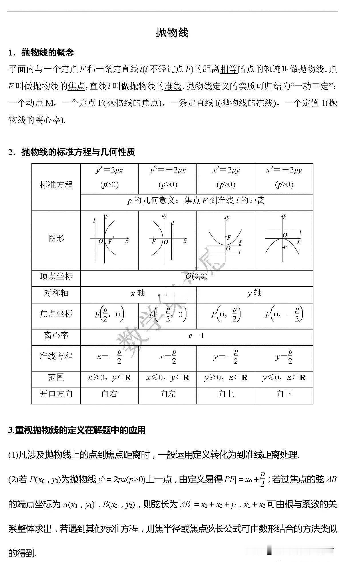 抛物线性质二级结论