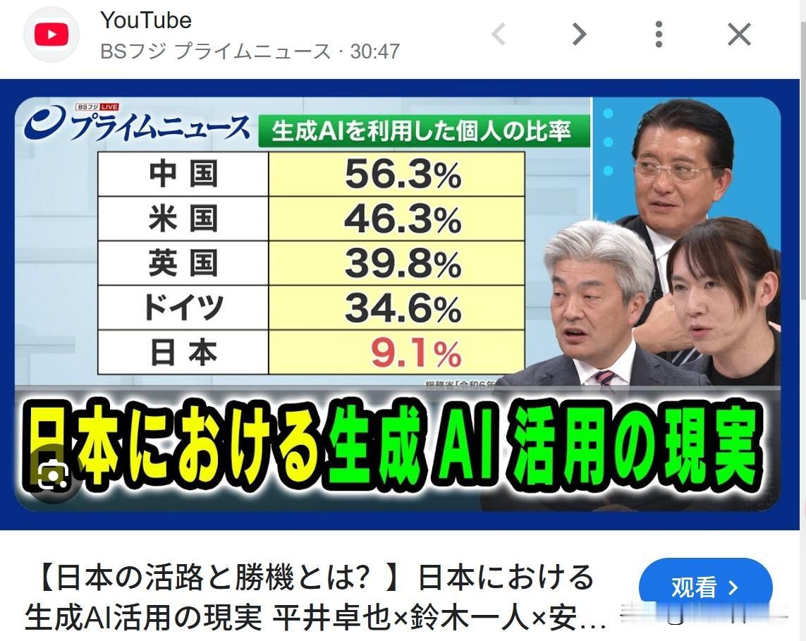 日本富士电视台的一个节目，几个一脸茫然的老男人，围着一个青年人，讨论关于AI的问