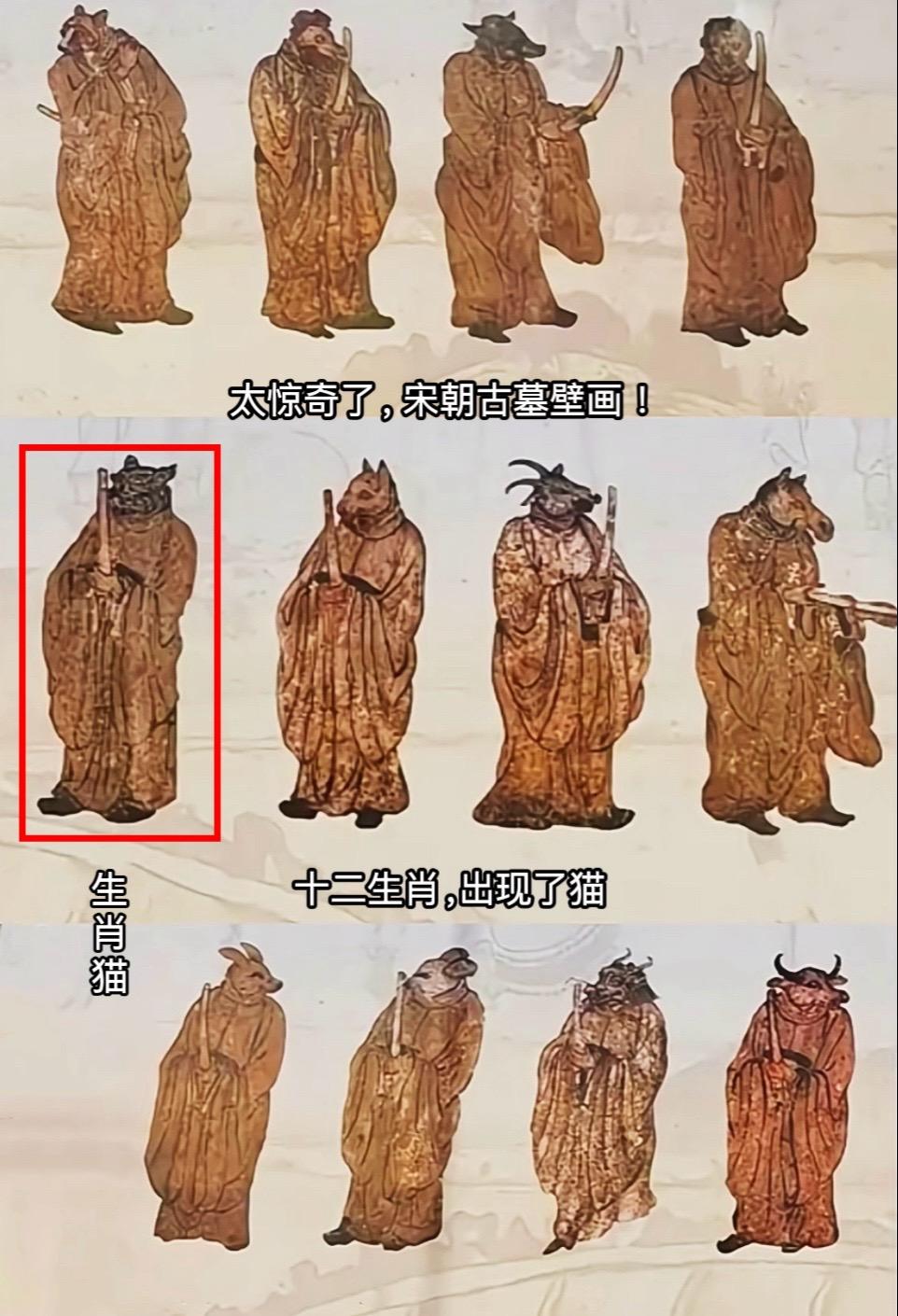 古代壁画十二生肖，有猫无蛇