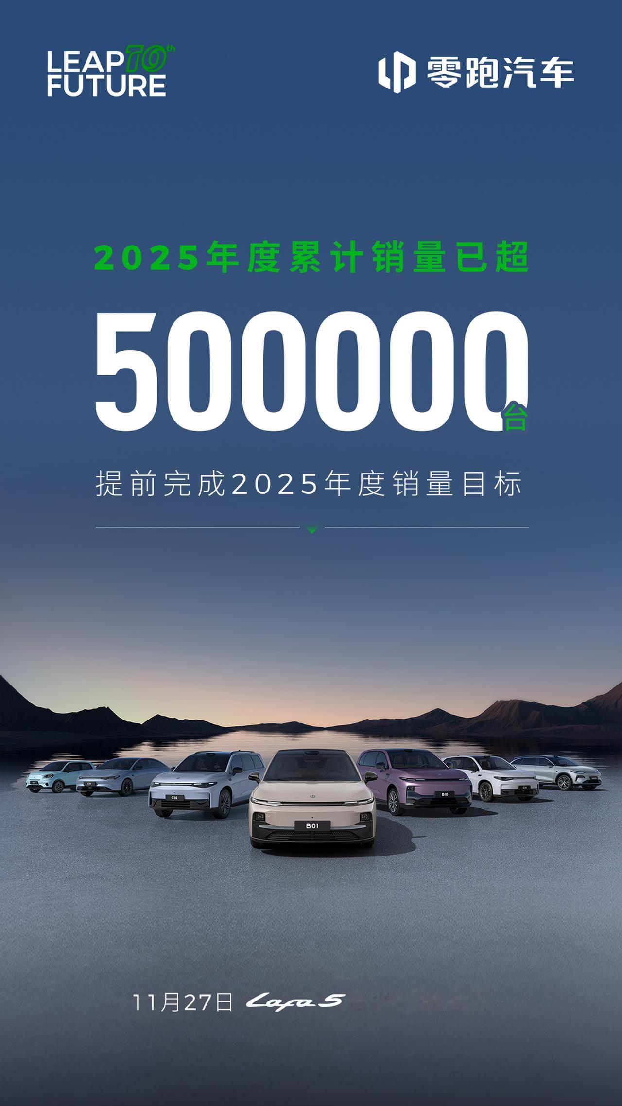 零跑提前一个半月，达成了50万台的年度销量目标，年初的时候可能对这个结果，大部分