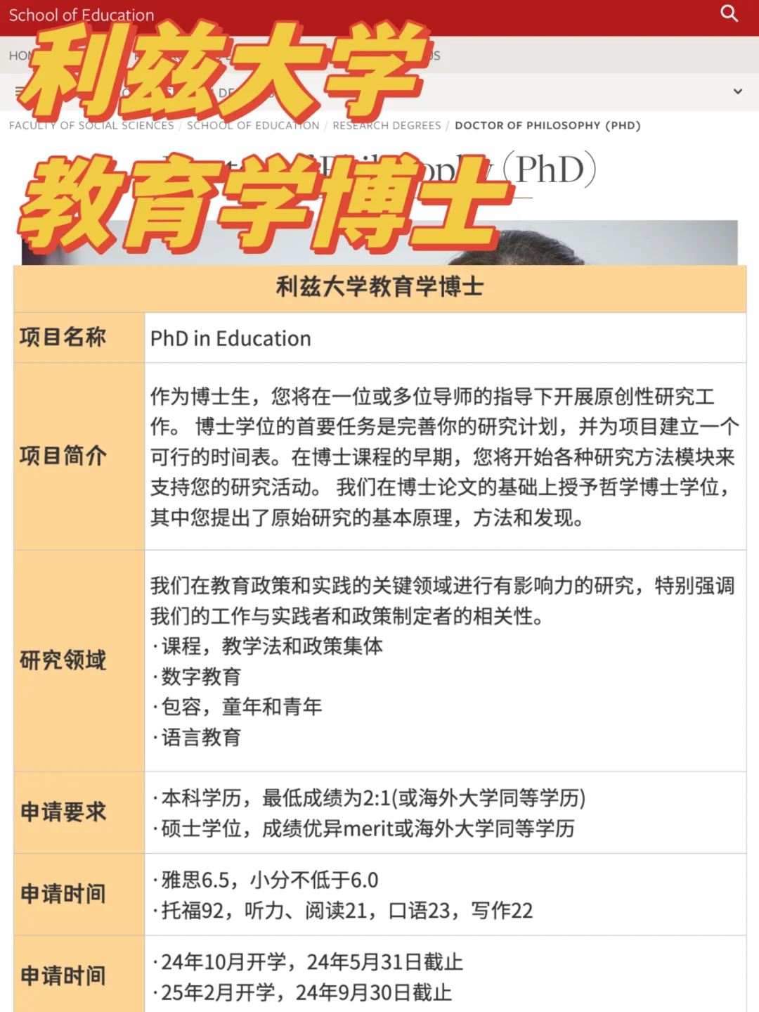 利兹大学丨24年教育学博士