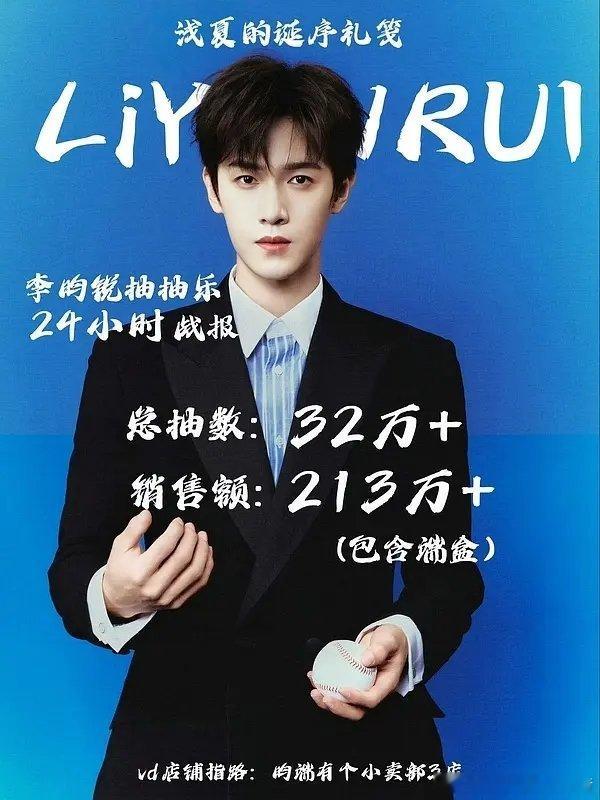 李昀锐抽抽乐24小时战报，总抽数32w+，销售额213w+，进入95生前五，仅用