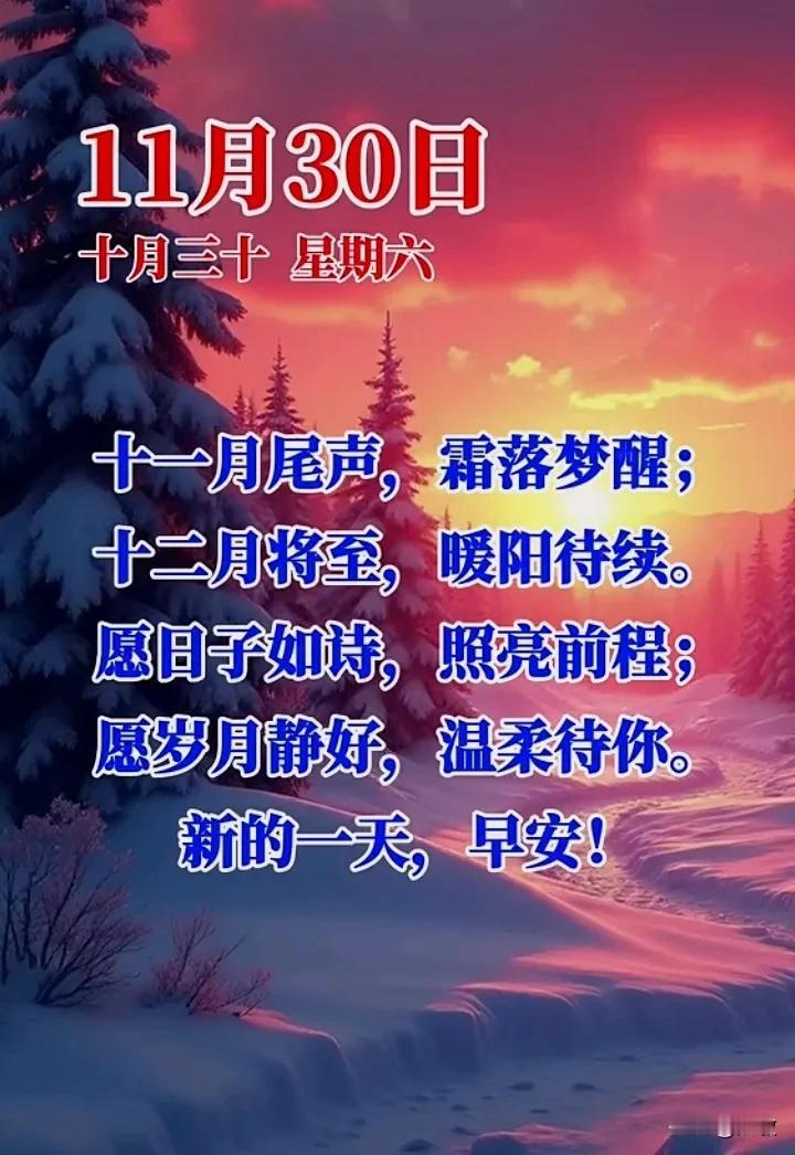 今天是11月30日，早安！
我真的不想让这时间过得太快太快。一转眼又要与十一月拜