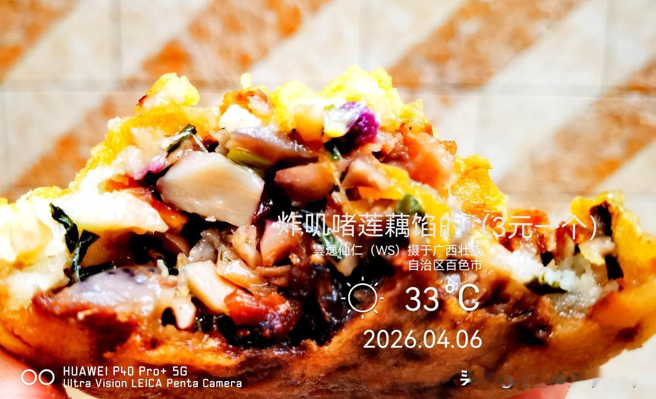 旅居生活记录（9429）广西壮族自治区百色市（114）品尝小吃33：炸叽啫莲藕馅