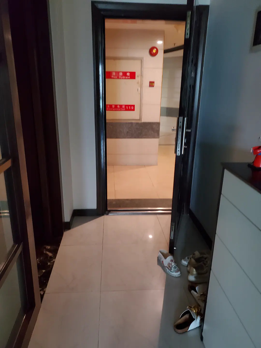 洗澡忘记了之前开了大门通风刚刚做饭，为了放放油烟气味，于是打开了大门。是大门……