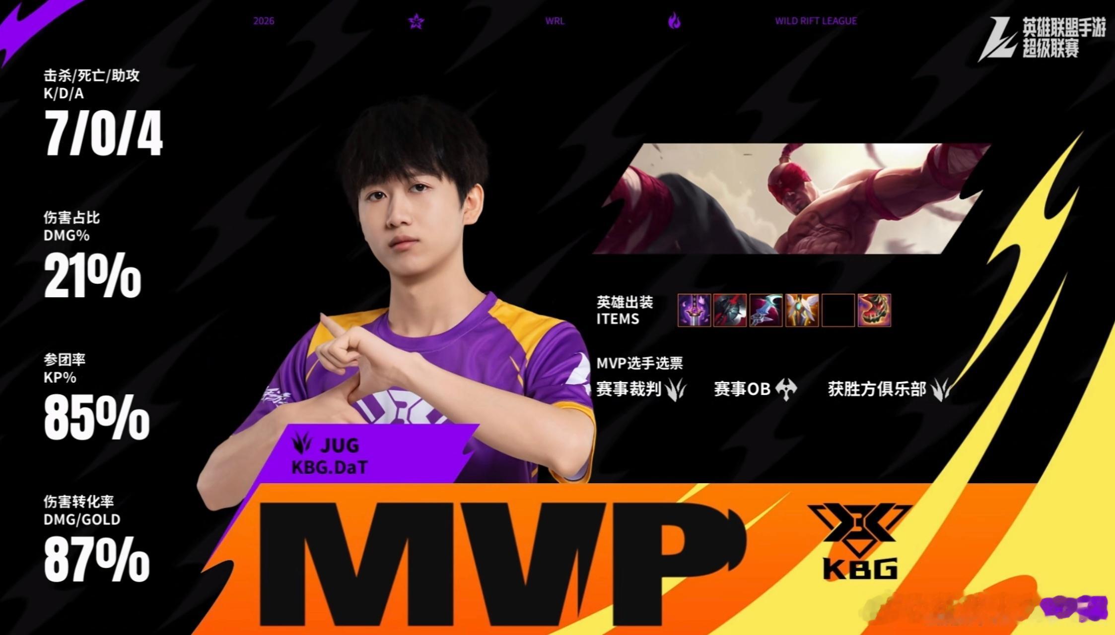 英雄联盟手游赛事 KBG拿下首局，MVP DaT盲僧！10分半拿下小龙魂，龙坑团