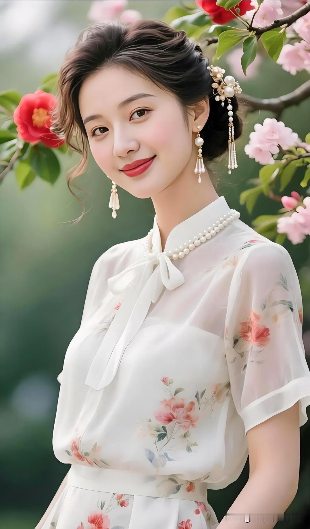 时尚穿搭花间仙子，珠光流转，浅笑轻语醉春风。