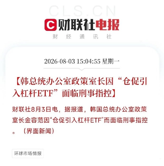 韩国股市  8月3日消息，韩国总统室政策室长金容范遭到刑事告发。反对派前议员指控