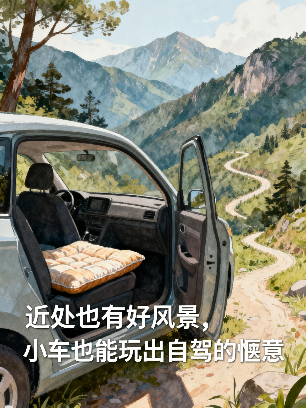 80块买的垫子铺进轿车后备箱，空间大还能滚三圈
心雨：在家待着太无聊，决定出去方
