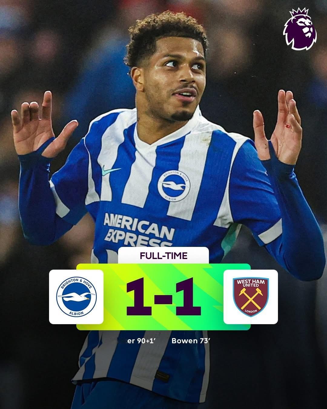 韋斯咸上演今季代表作，攞唔到3分但1分好過冇。韋布根（Bart Verbrugg